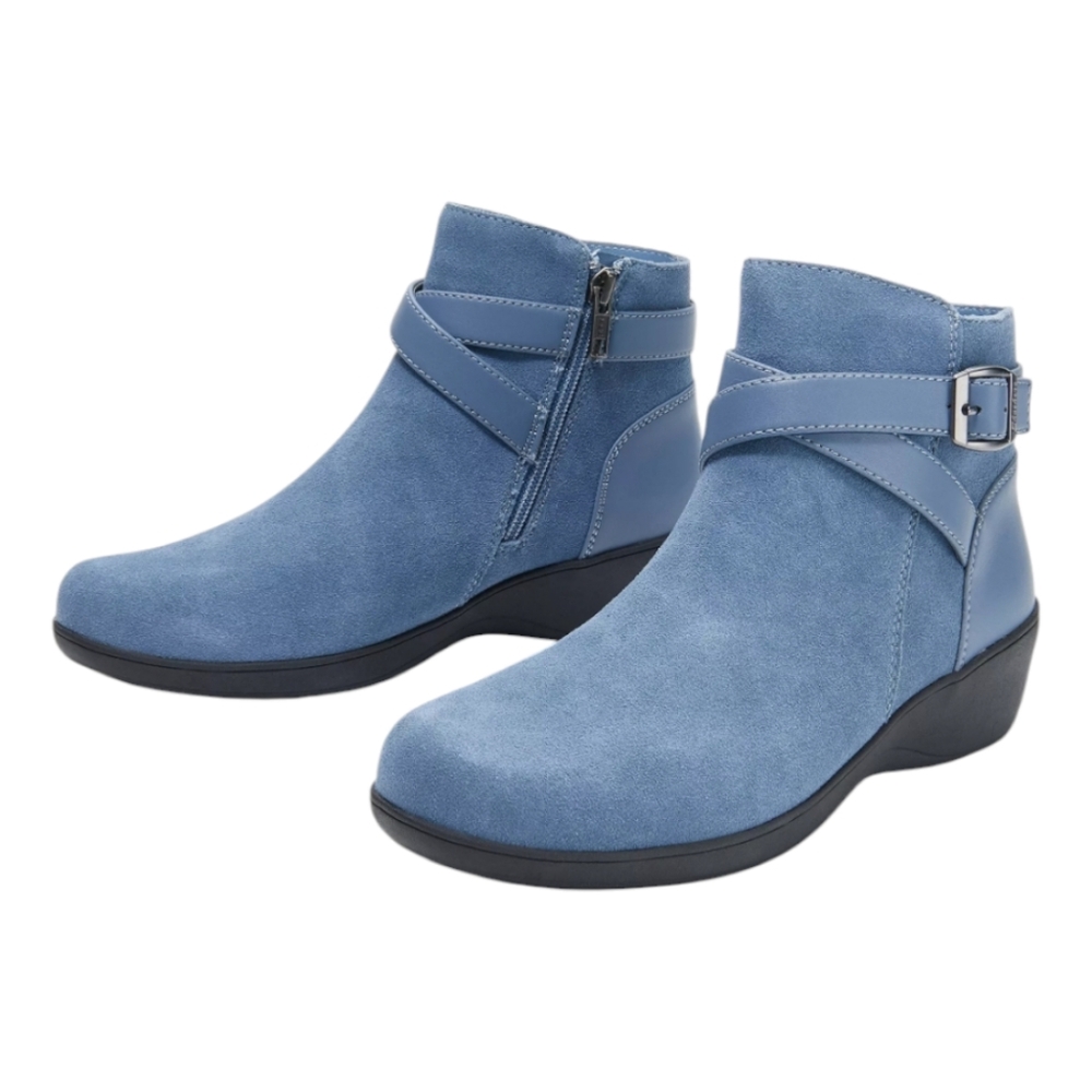Skechers Women's Blue Suede Ankle Booties
